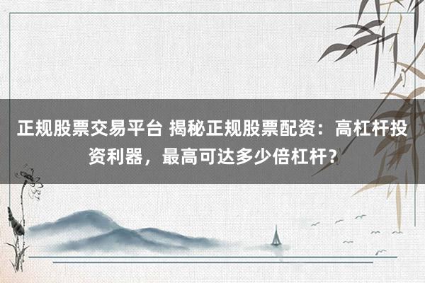 正规股票交易平台 揭秘正规股票配资：高杠杆投资利器，最高可达多少倍杠杆？