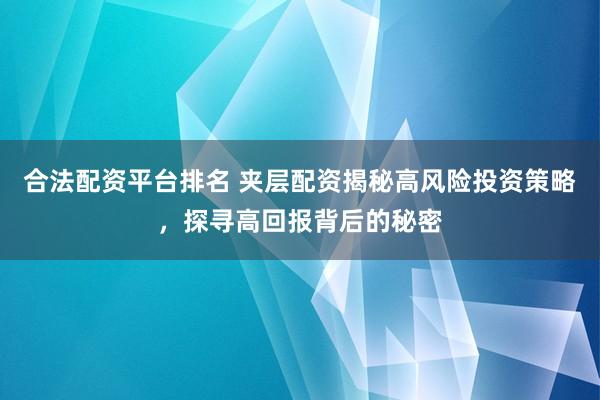 合法配资平台排名 夹层配资揭秘高风险投资策略，探寻高回报背后的秘密