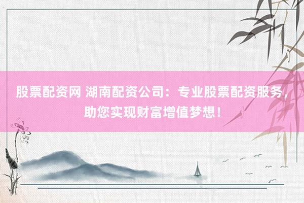 股票配资网 湖南配资公司：专业股票配资服务，助您实现财富增值梦想！
