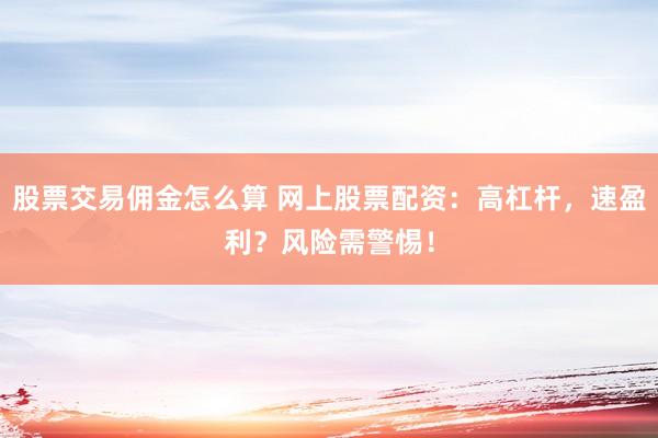 股票交易佣金怎么算 网上股票配资：高杠杆，速盈利？风险需警惕！