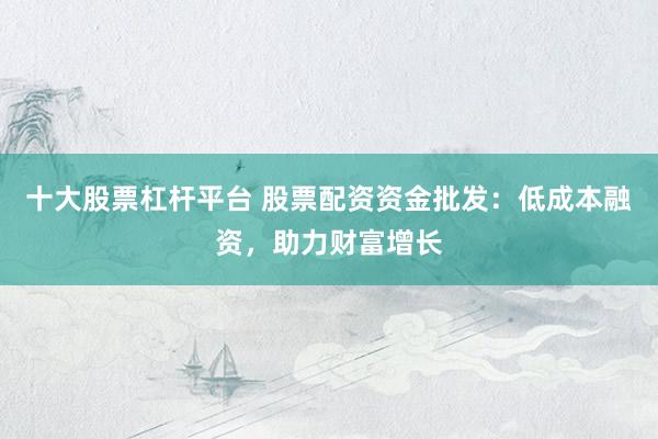 十大股票杠杆平台 股票配资资金批发：低成本融资，助力财富增长
