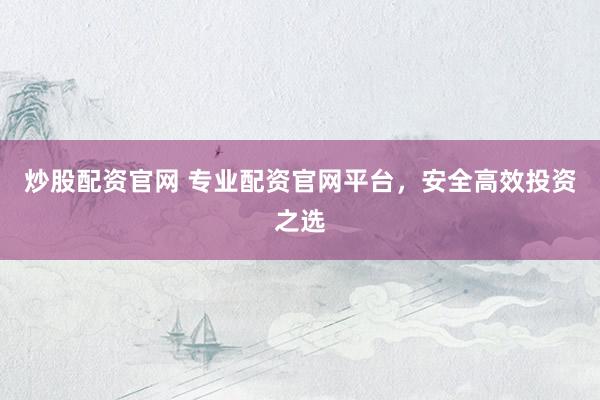 炒股配资官网 专业配资官网平台，安全高效投资之选
