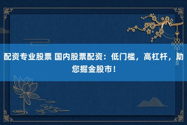 配资专业股票 国内股票配资：低门槛，高杠杆，助您掘金股市！