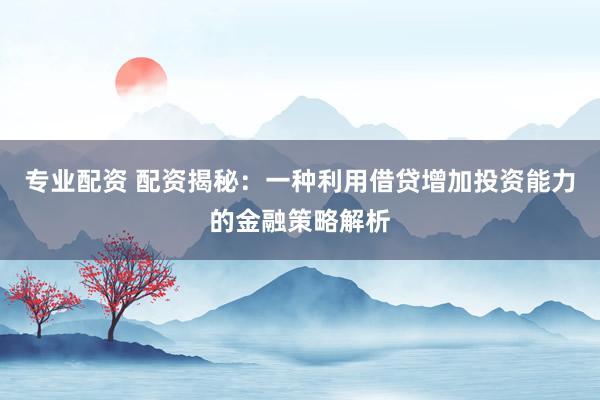 专业配资 配资揭秘：一种利用借贷增加投资能力的金融策略解析