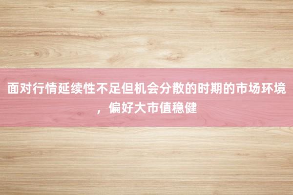 面对行情延续性不足但机会分散的时期的市场环境，偏好大市值稳健