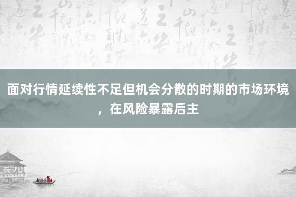 面对行情延续性不足但机会分散的时期的市场环境，在风险暴露后主