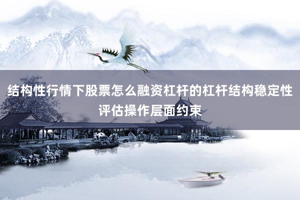 结构性行情下股票怎么融资杠杆的杠杆结构稳定性评估操作层面约束