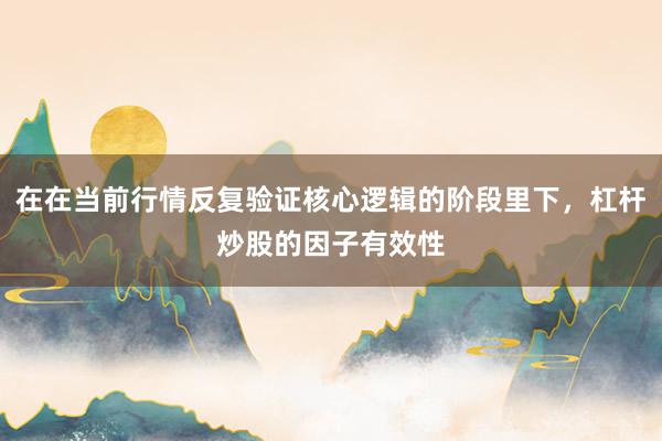 在在当前行情反复验证核心逻辑的阶段里下，杠杆炒股的因子有效性
