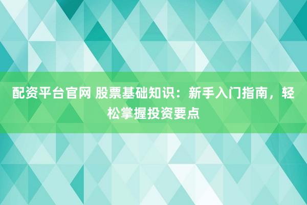 配资平台官网 股票基础知识：新手入门指南，轻松掌握投资要点