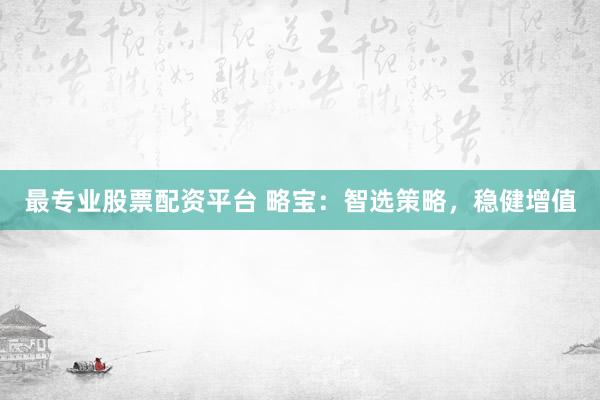 最专业股票配资平台 略宝:智选策略,稳健增值