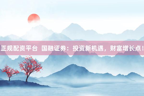 正规配资平台 国融证券:投资新机遇,财富增长点!