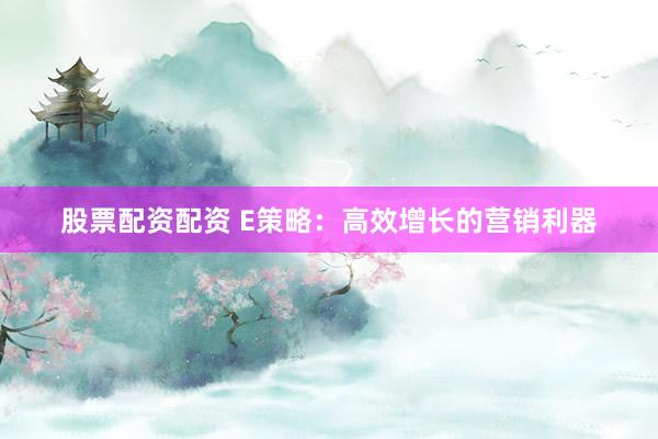 股票配资配资 E策略：高效增长的营销利器
