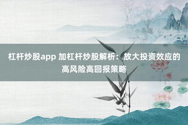 杠杆炒股app 加杠杆炒股解析：放大投资效应的高风险高回报策略
